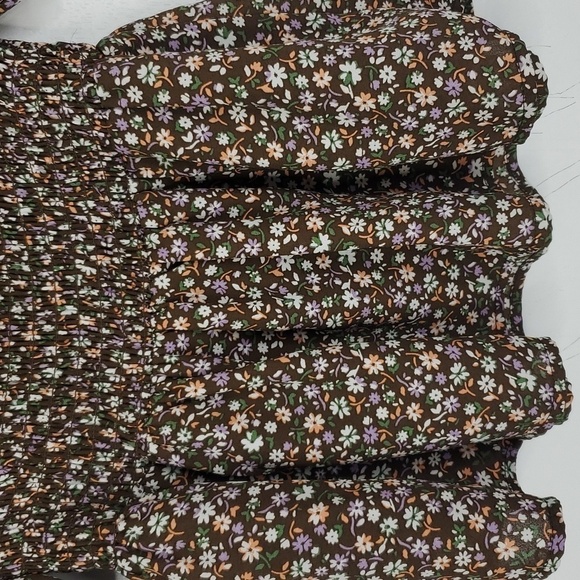 Milkmaid Blouse Smocked Square Front Cottage Core Coquette Dark Florals Womens S - Picture 9 of 10